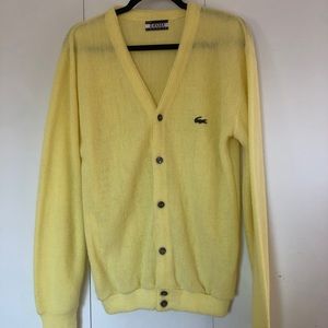 Vintage Izod Lacoste Cardigan Pale Yellow